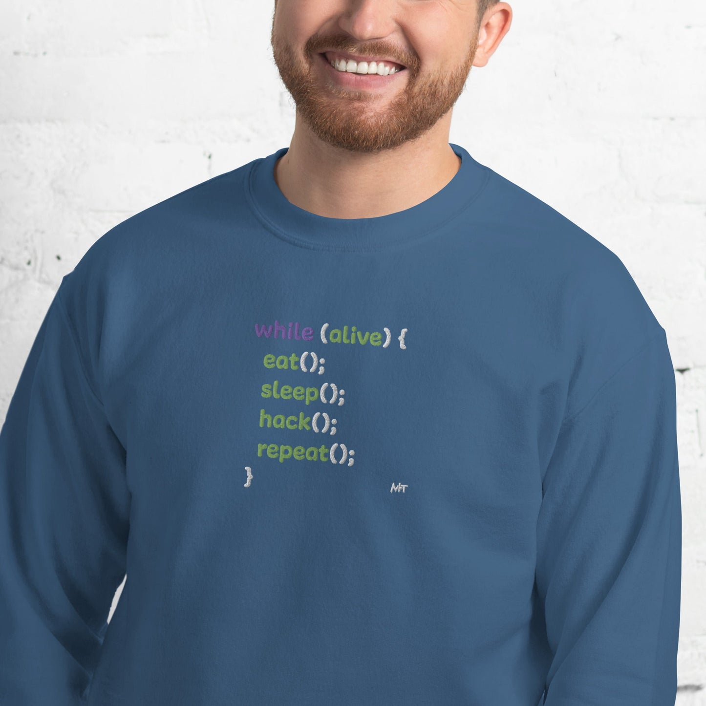 Eat sleep hack repeat - Unisex Sweatshirt (embroidered) by DarkByteGear