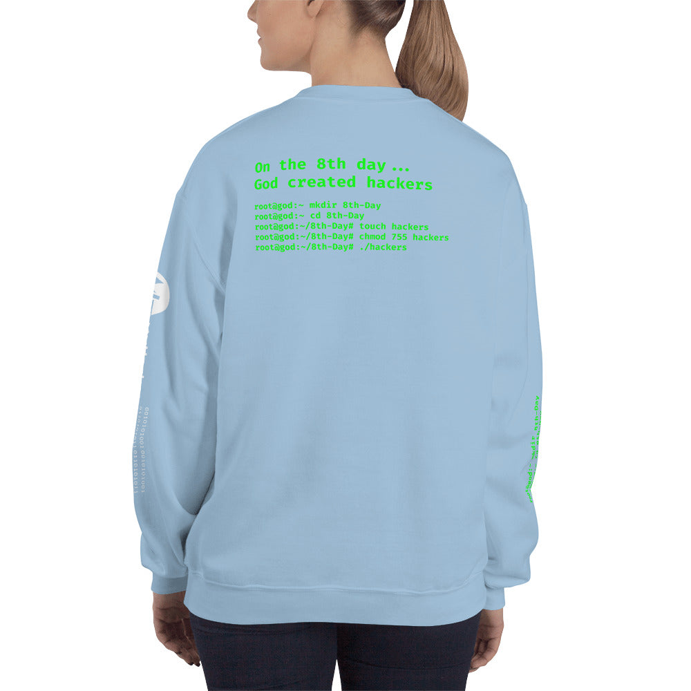 On the 8th day God created hackers - Unisex Sweatshirt (all side print) by DarkByteGear