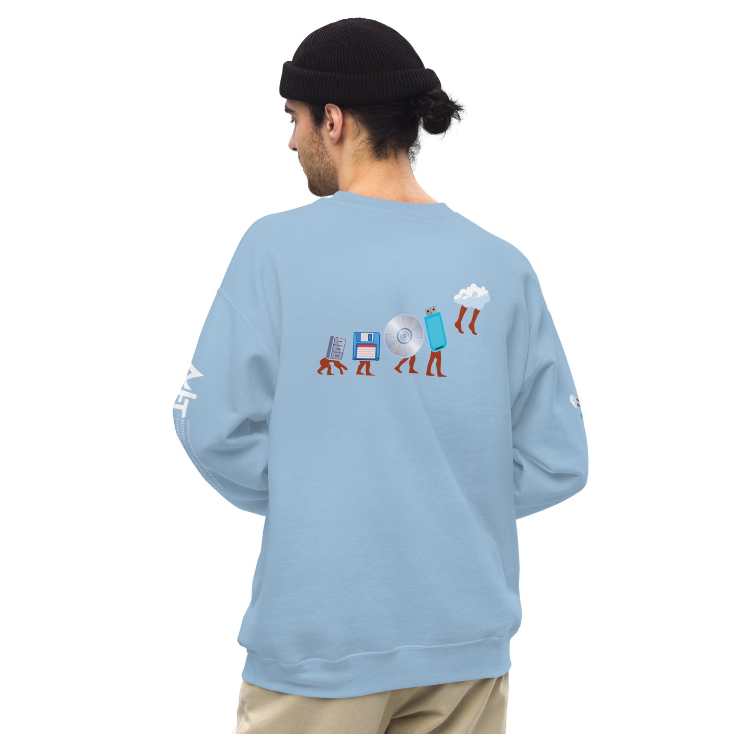 Evolution of data storage - Unisex Sweatshirt (back print) by DarkByteGear