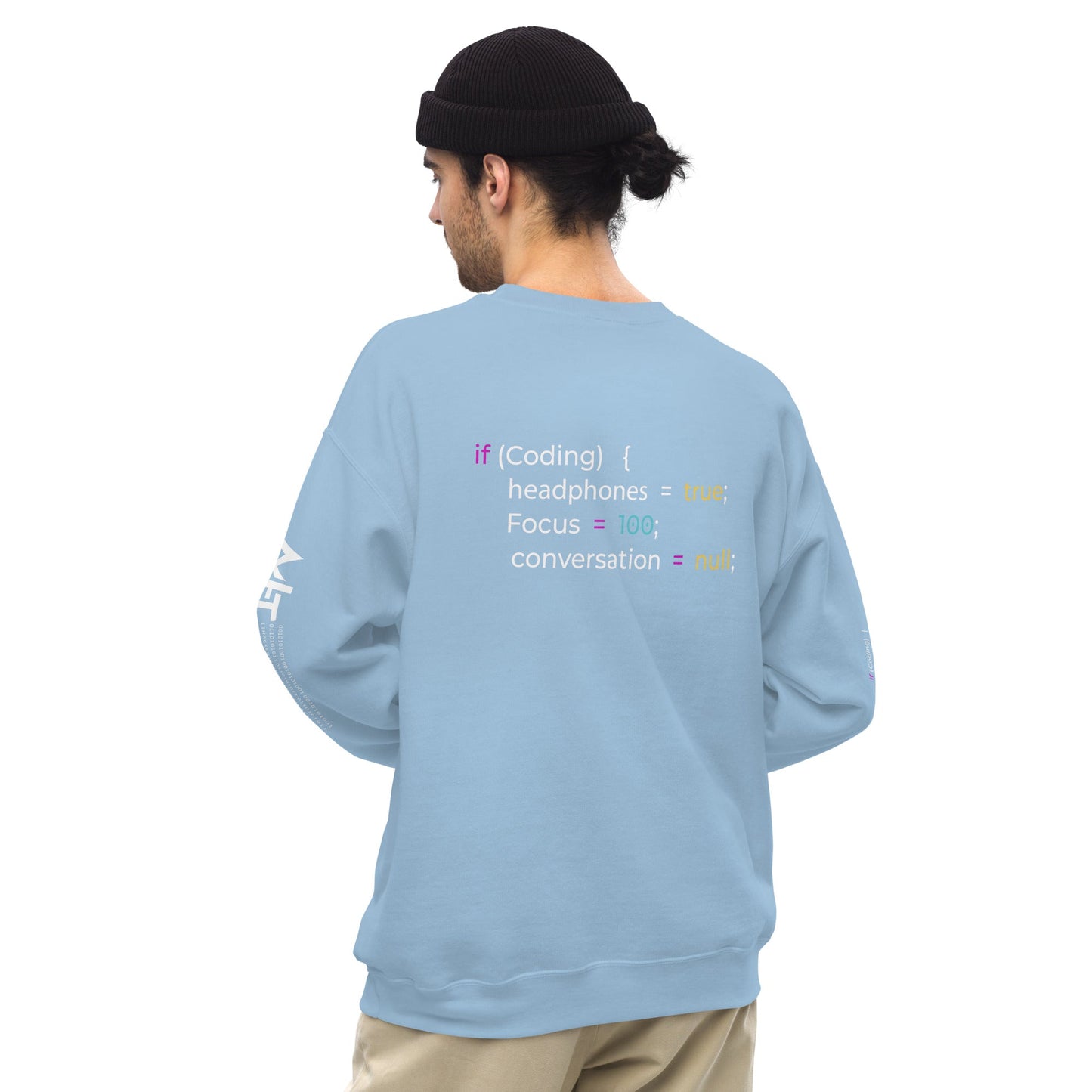 If coding headphones true focus 100 conversation null - Unisex Sweatshirt (back print) by DarkByteGear