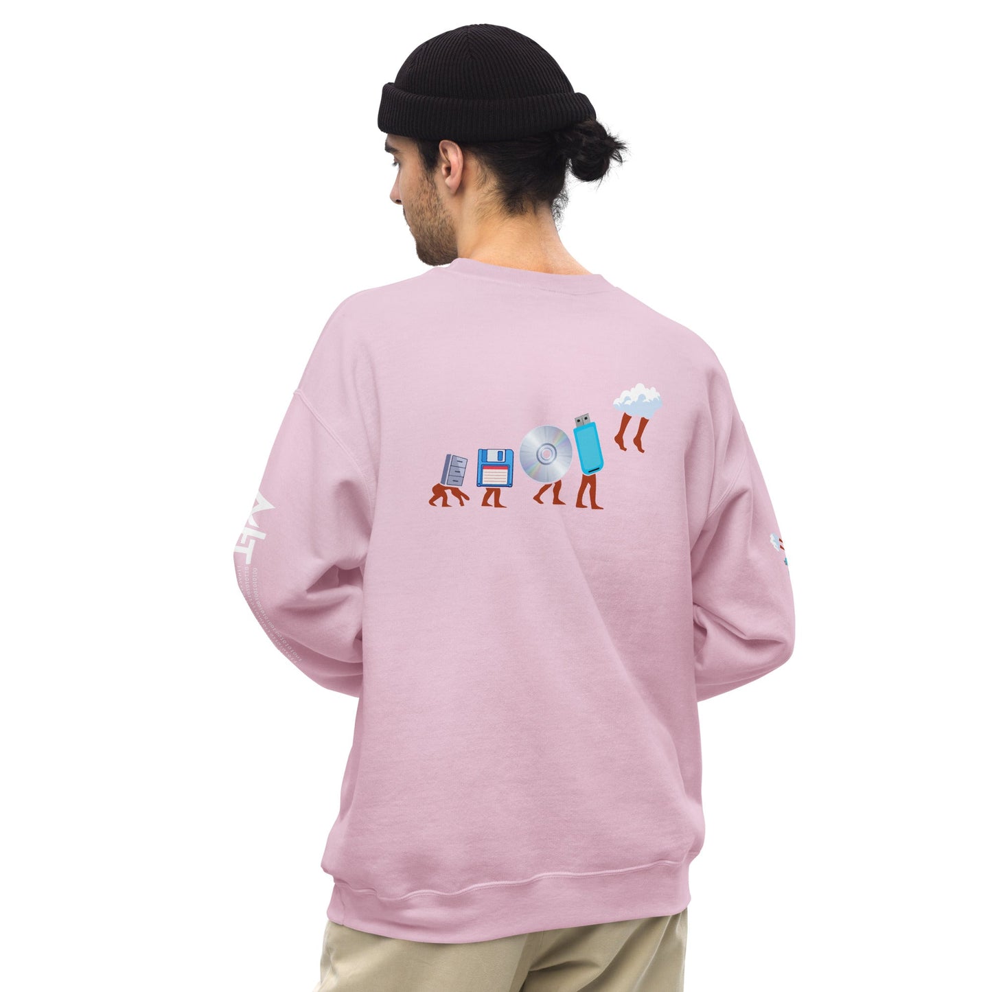 Evolution of data storage - Unisex Sweatshirt (back print) by DarkByteGear