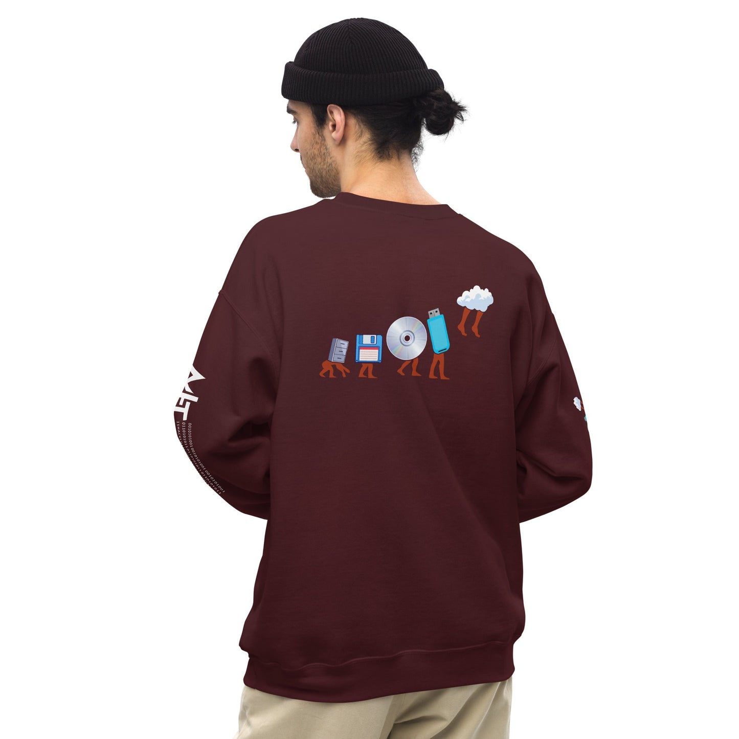 Evolution of data storage - Unisex Sweatshirt (back print) by DarkByteGear