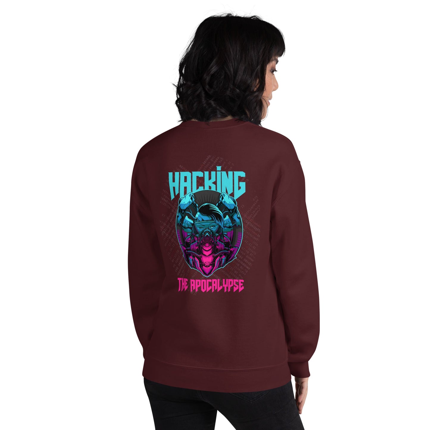 Hacking the apocalypse V2 - Unisex Sweatshirt ( Back Print ) by DarkByteGear