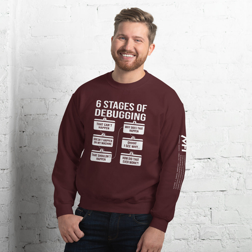 6 Stages of Debugging - Unisex Sweatshirt by DarkByteGear