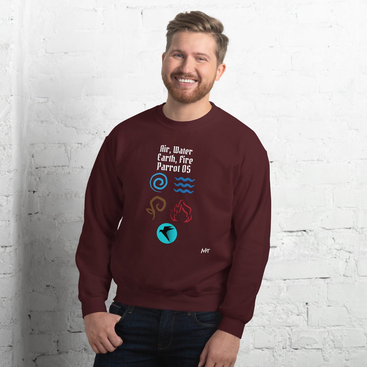 Air, Water, Earth, Fire, Parrot OS - Unisex Sweatshirt by DarkByteGear