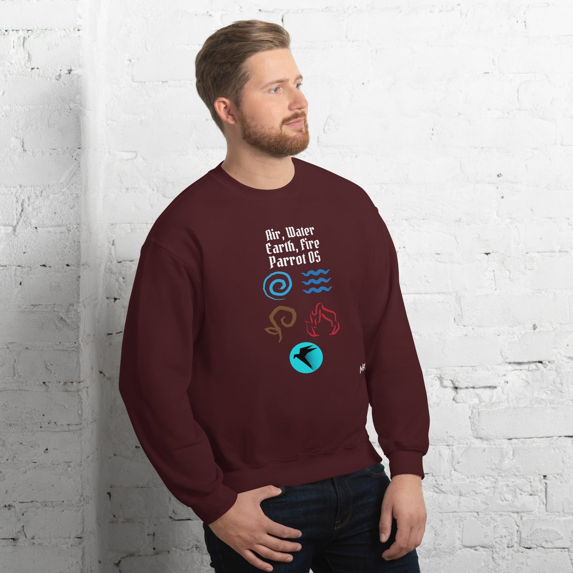 Air, Water, Earth, Fire, Parrot OS - Unisex Sweatshirt by DarkByteGear