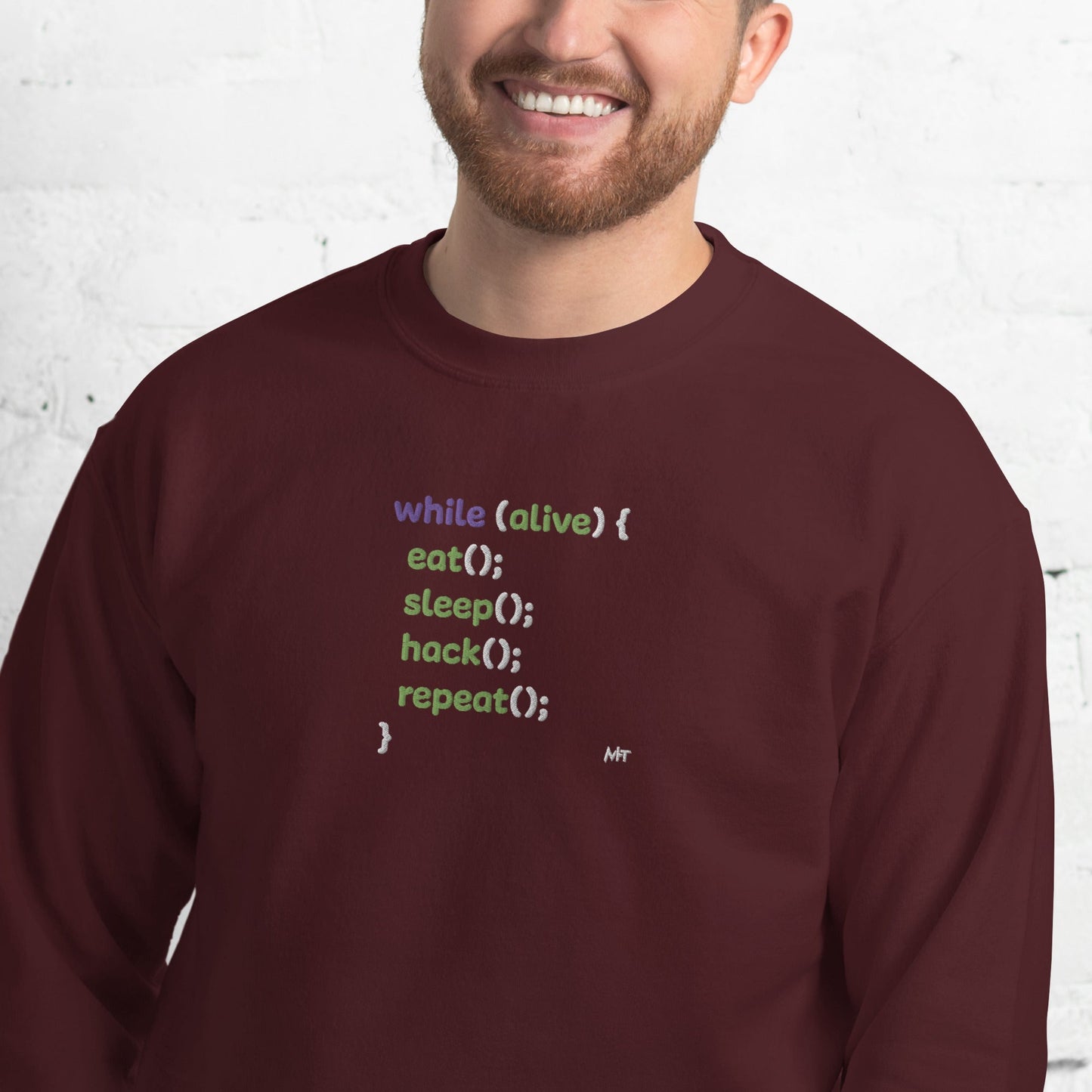 Eat sleep hack repeat - Unisex Sweatshirt (embroidered) by DarkByteGear