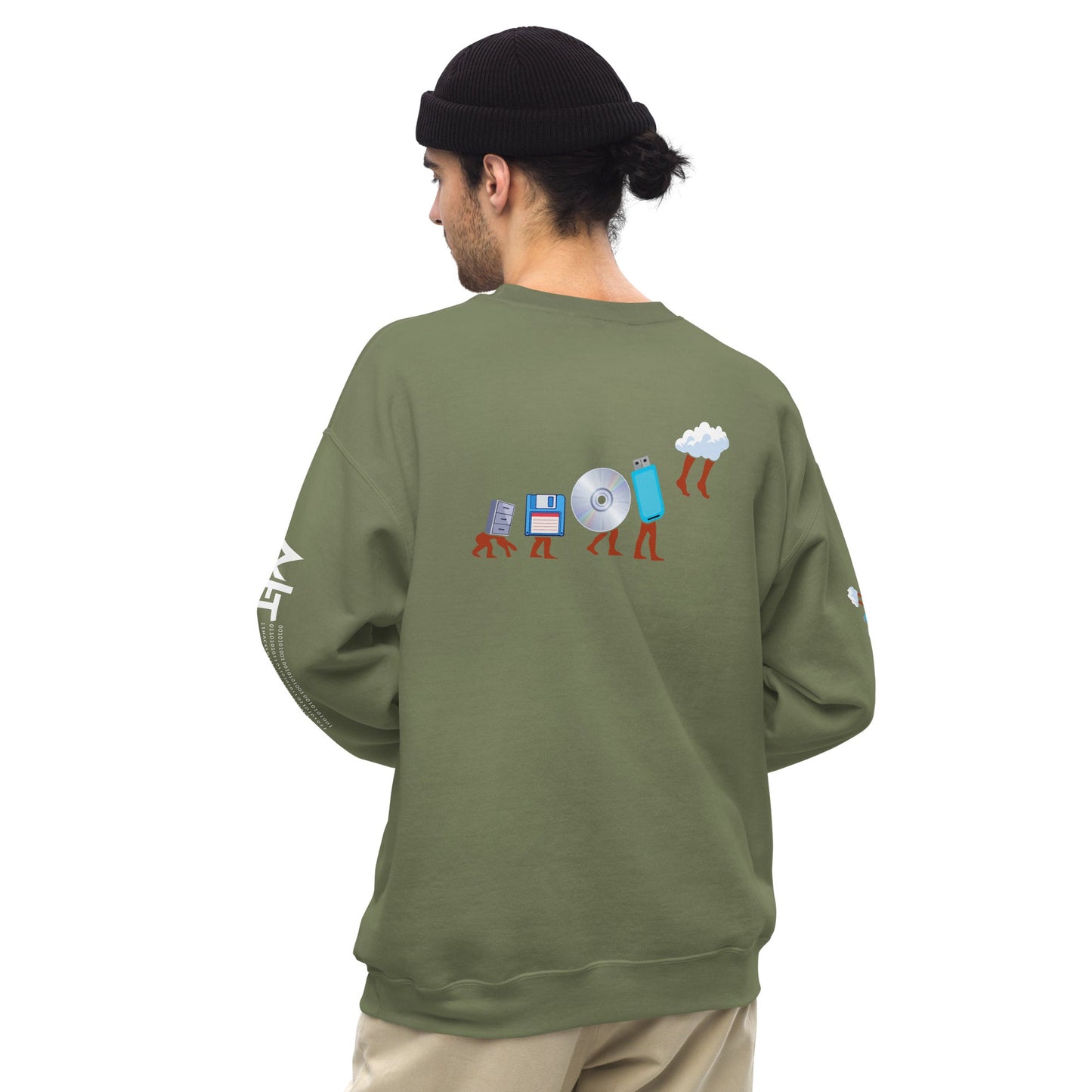 Evolution of data storage - Unisex Sweatshirt (back print) by DarkByteGear