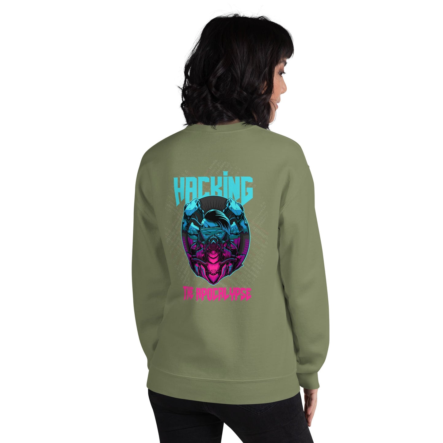 Hacking the apocalypse V2 - Unisex Sweatshirt ( Back Print ) by DarkByteGear