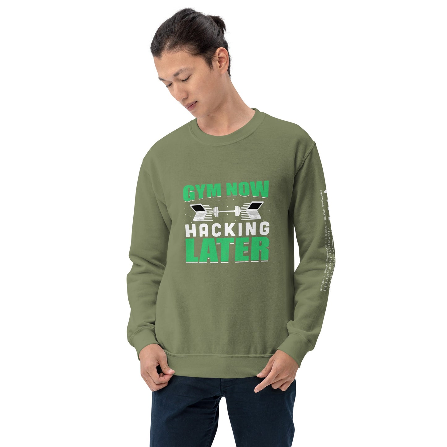 Gym now, hacking later - Unisex Sweatshirt by DarkByteGear