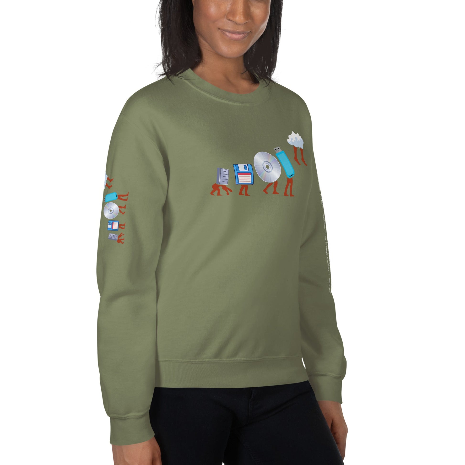 Evolution of data storage - Unisex Sweatshirt by DarkByteGear