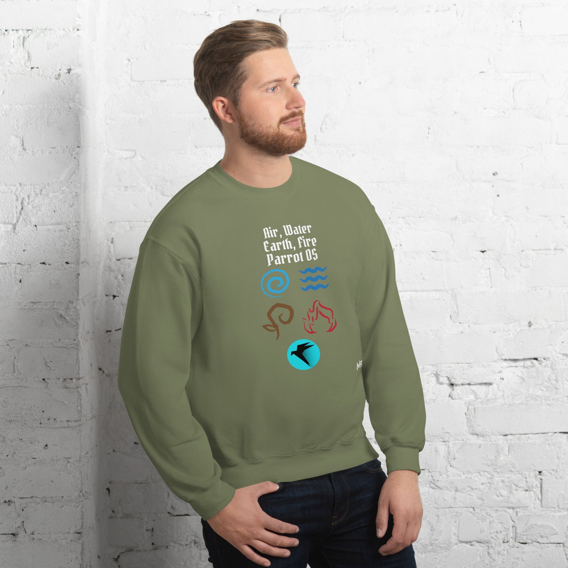 Air, Water, Earth, Fire, Parrot OS - Unisex Sweatshirt by DarkByteGear