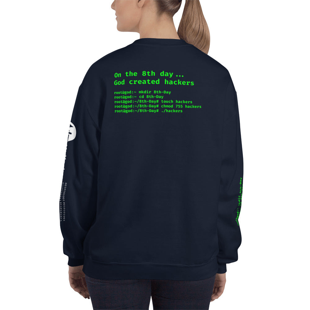 On the 8th day God created hackers - Unisex Sweatshirt (all side print) by DarkByteGear