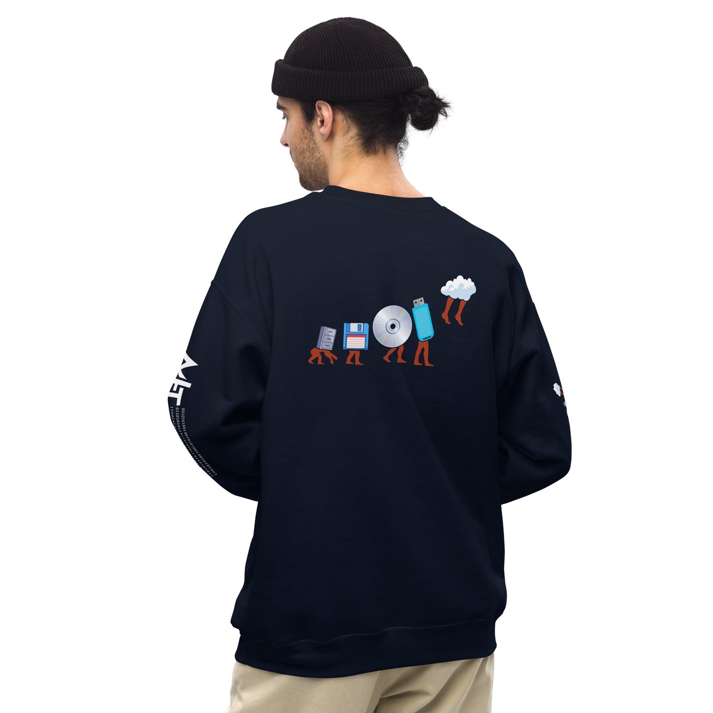 Evolution of data storage - Unisex Sweatshirt (back print) by DarkByteGear