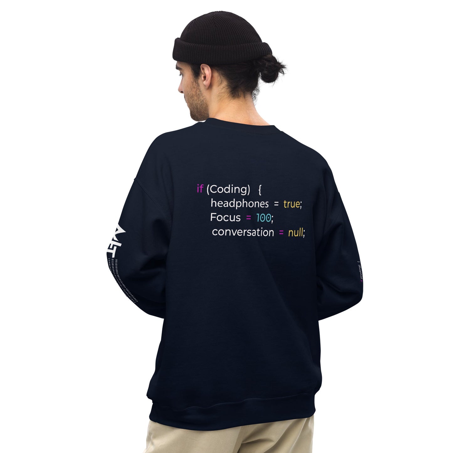 If coding headphones true focus 100 conversation null - Unisex Sweatshirt (back print) by DarkByteGear