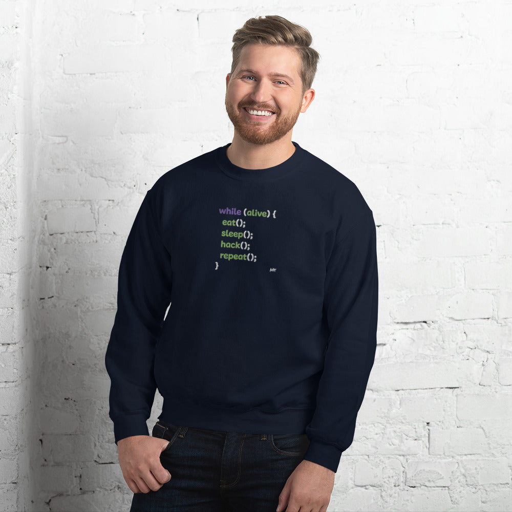 Eat sleep hack repeat - Unisex Sweatshirt (embroidered) by DarkByteGear