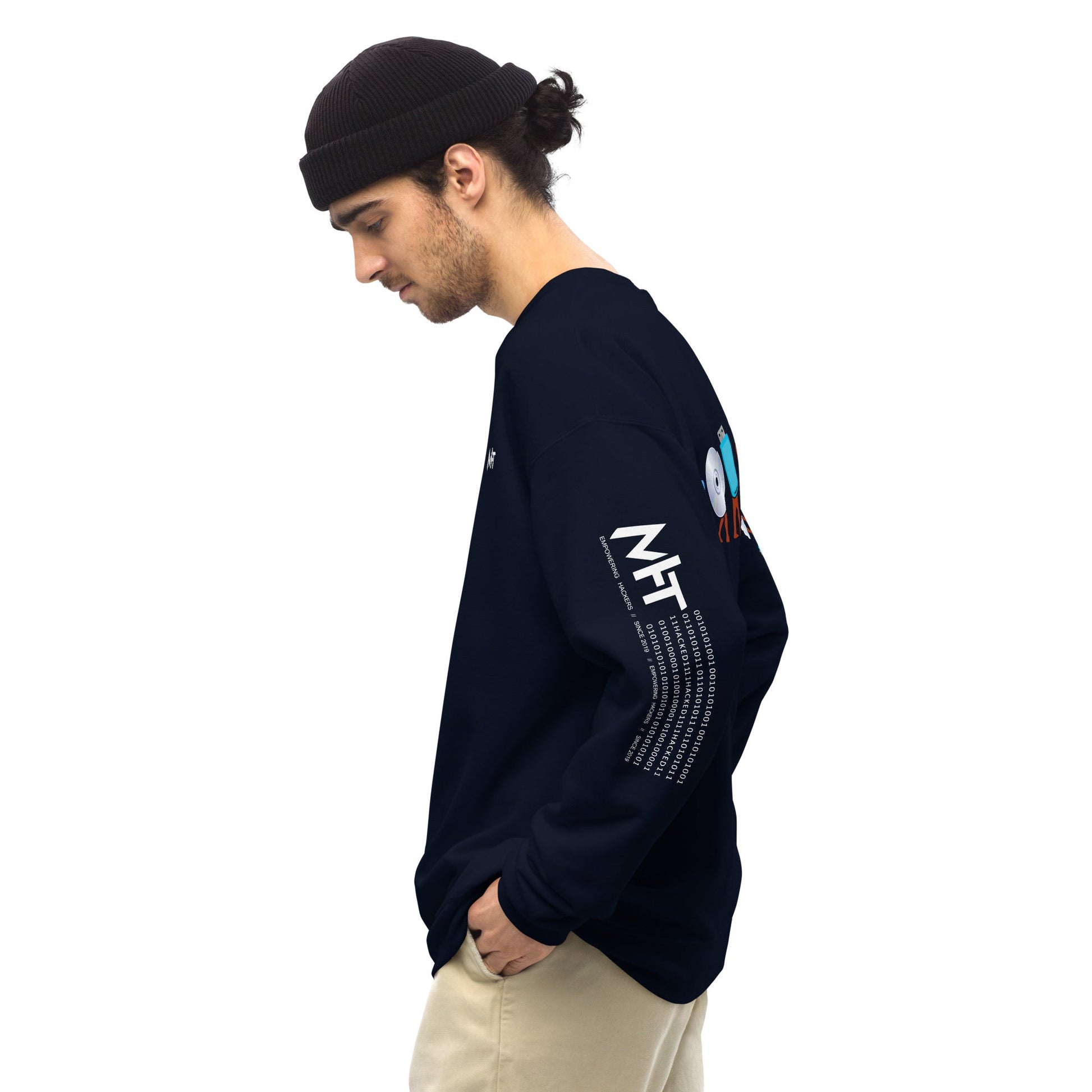 Evolution of data storage - Unisex Sweatshirt (back print) by DarkByteGear