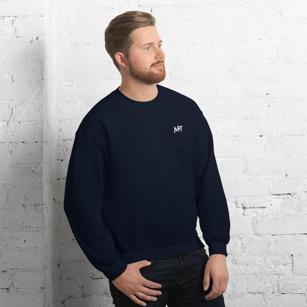 Hackers think outside the box - Unisex Sweatshirt (white text) by DarkByteGear