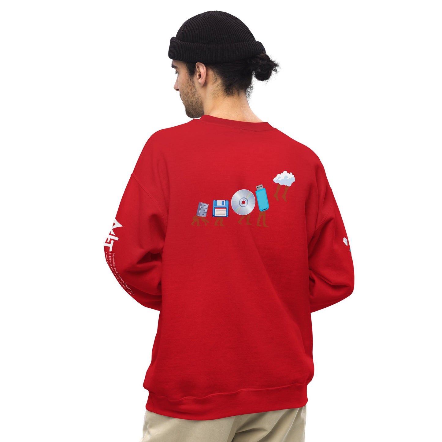 Evolution of data storage - Unisex Sweatshirt (back print) by DarkByteGear