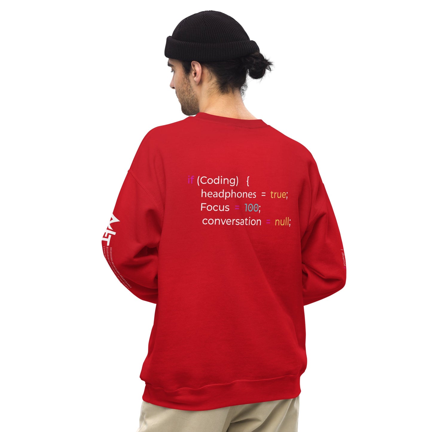 If coding headphones true focus 100 conversation null - Unisex Sweatshirt (back print) by DarkByteGear