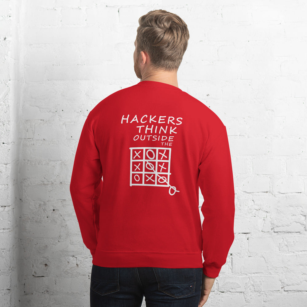 Hackers think outside the box - Unisex Sweatshirt (white text) by DarkByteGear