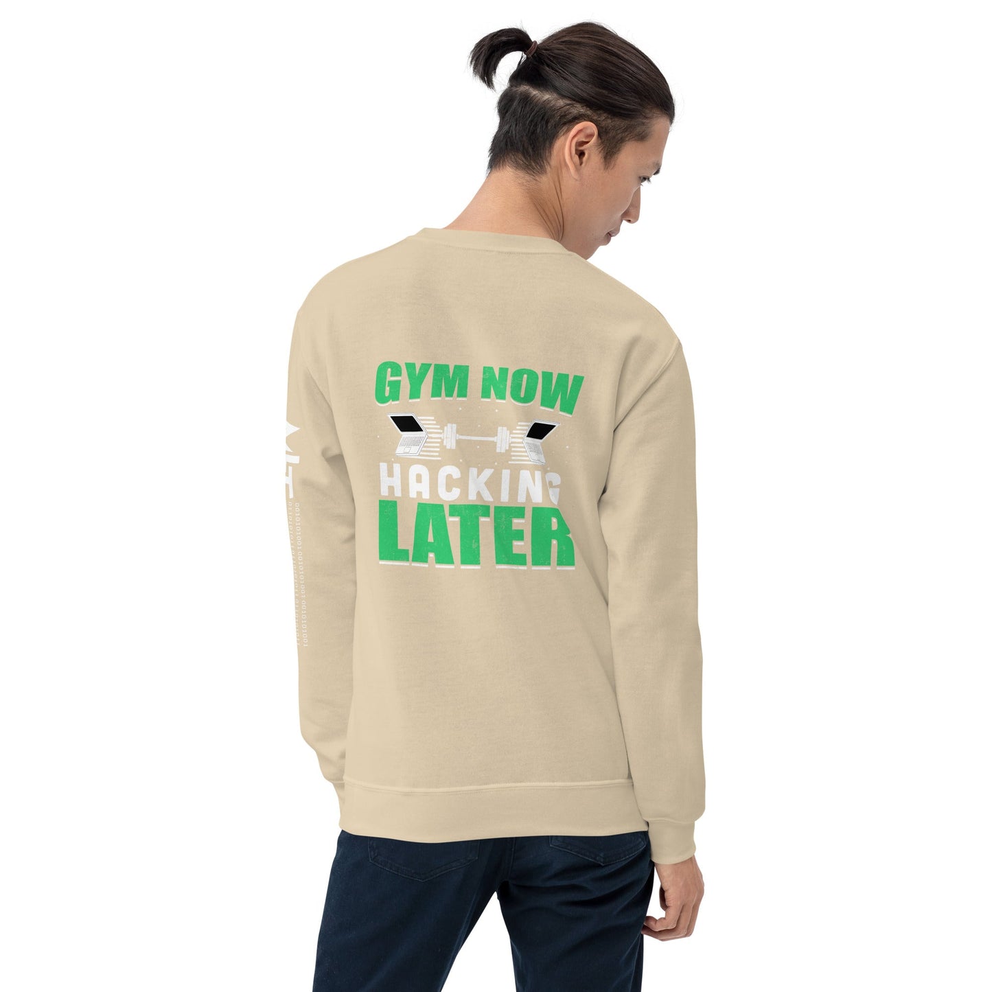 Gym now, hacking later - Unisex Sweatshirt ( Back Print ) by DarkByteGear