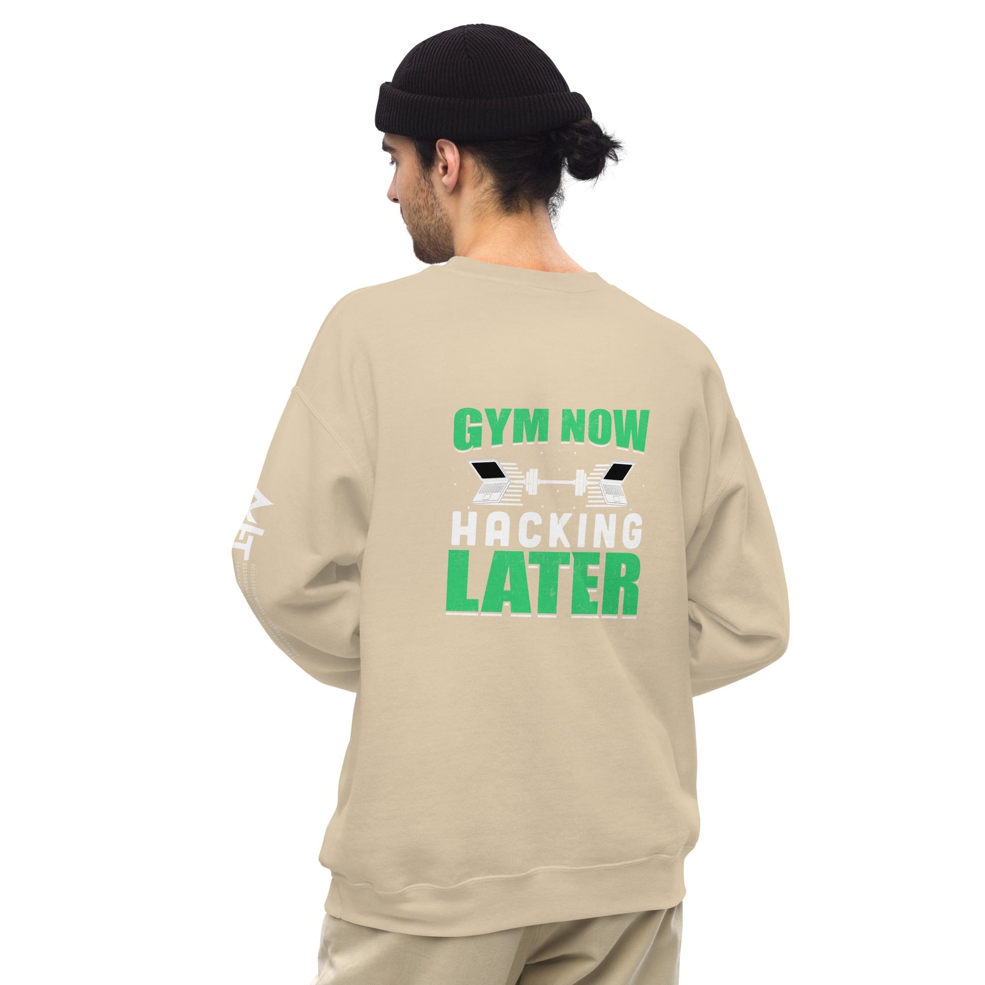 Gym now, hacking later - Unisex Sweatshirt ( Back Print ) by DarkByteGear