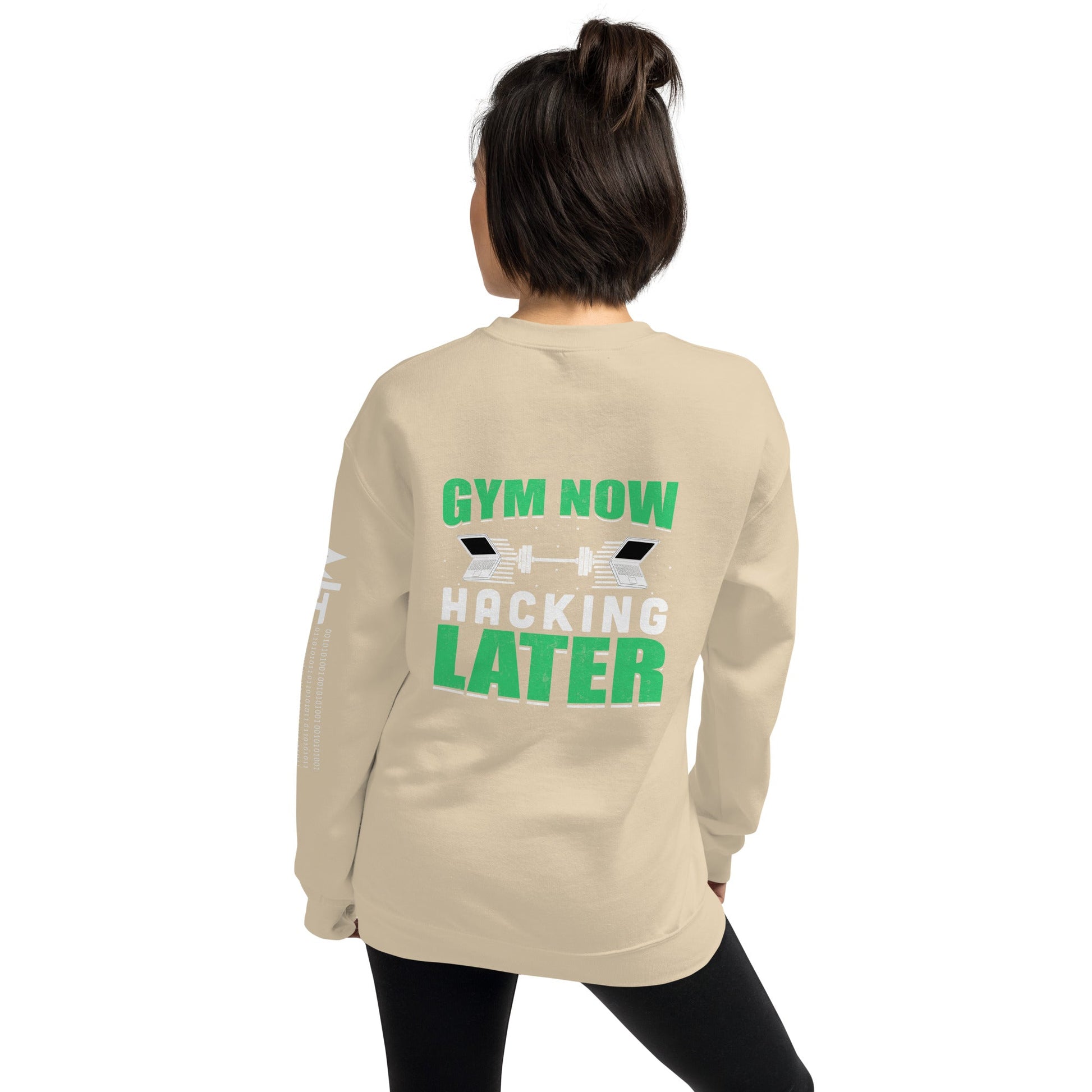 Gym now, hacking later - Unisex Sweatshirt ( Back Print ) by DarkByteGear