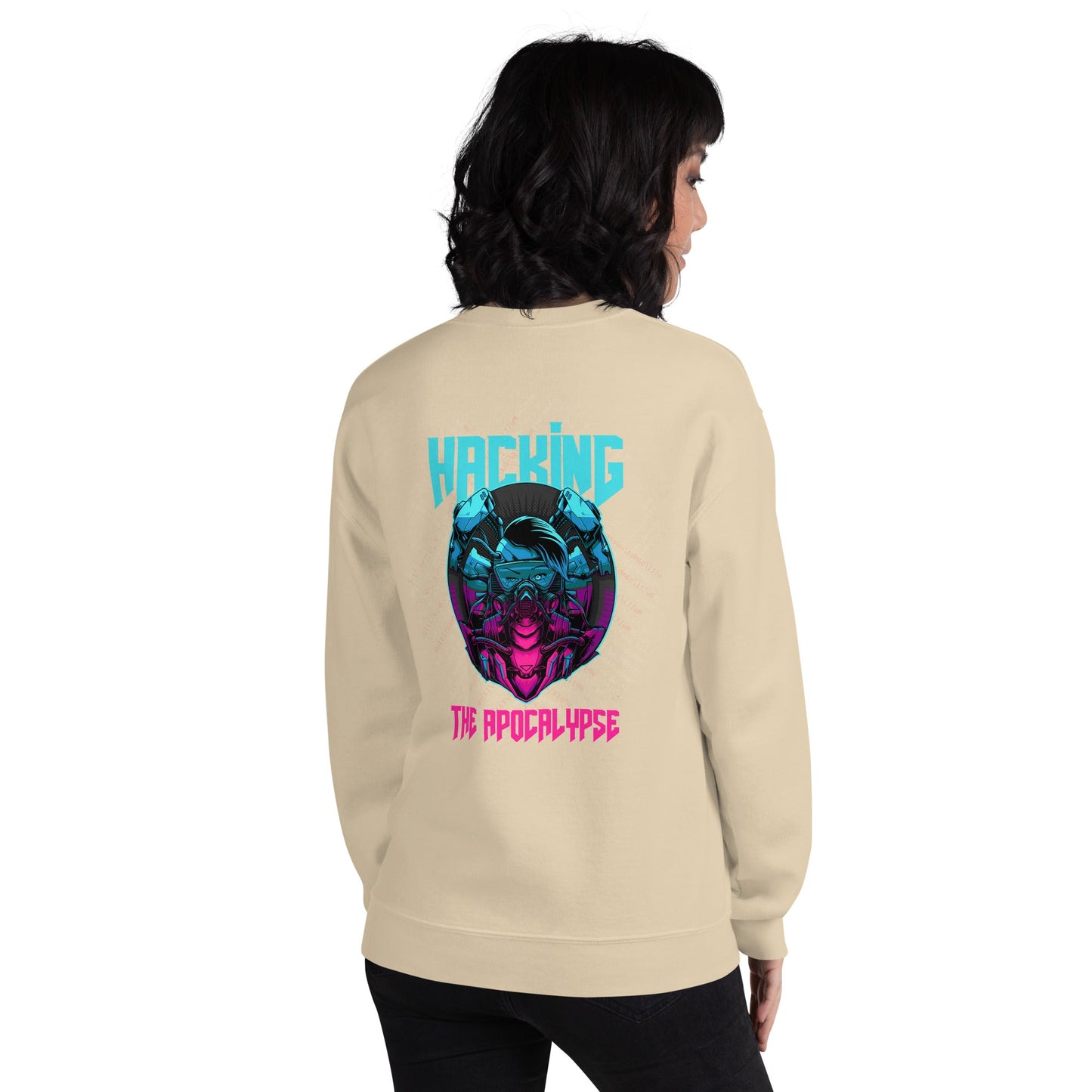 Hacking the apocalypse V2 - Unisex Sweatshirt ( Back Print ) by DarkByteGear