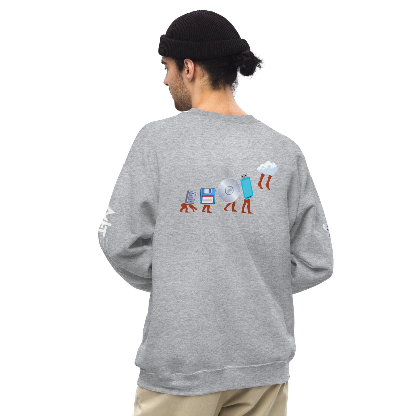 Evolution of data storage - Unisex Sweatshirt (back print) by DarkByteGear