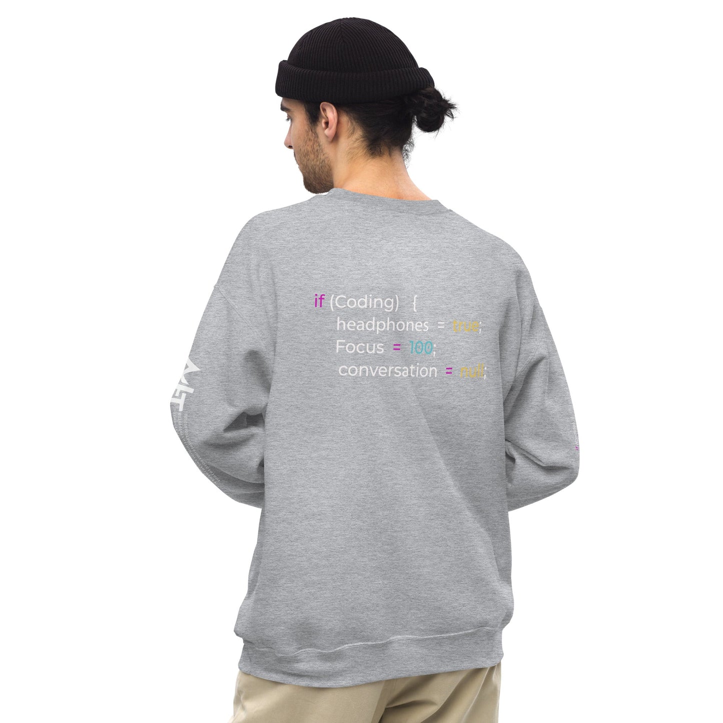 If coding headphones true focus 100 conversation null - Unisex Sweatshirt (back print) by DarkByteGear