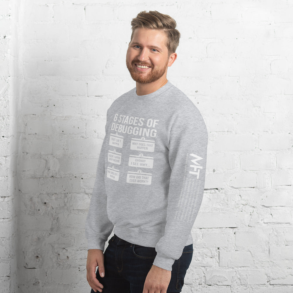 6 Stages of Debugging - Unisex Sweatshirt by DarkByteGear