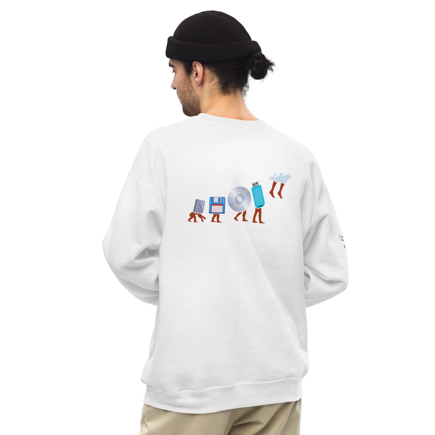 Evolution of data storage - Unisex Sweatshirt (back print) by DarkByteGear