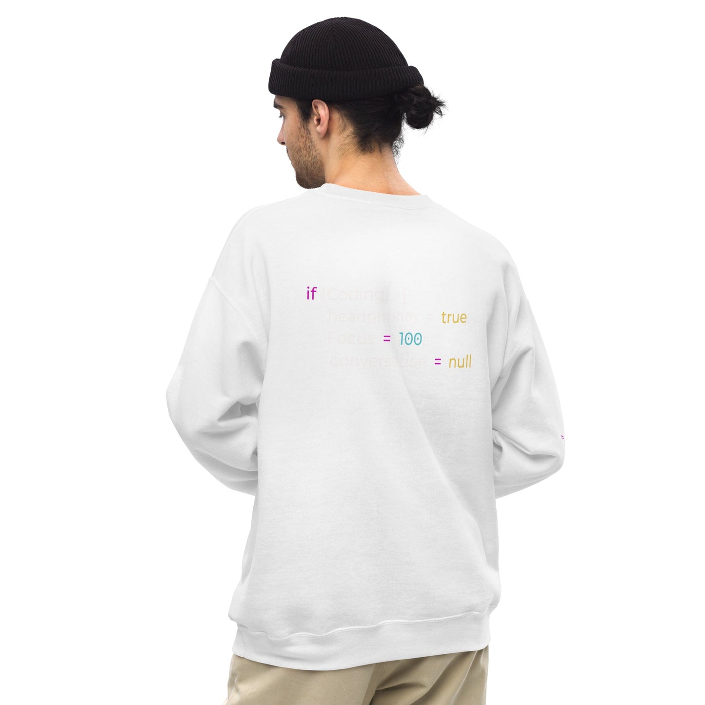 If coding headphones true focus 100 conversation null - Unisex Sweatshirt (back print) by DarkByteGear