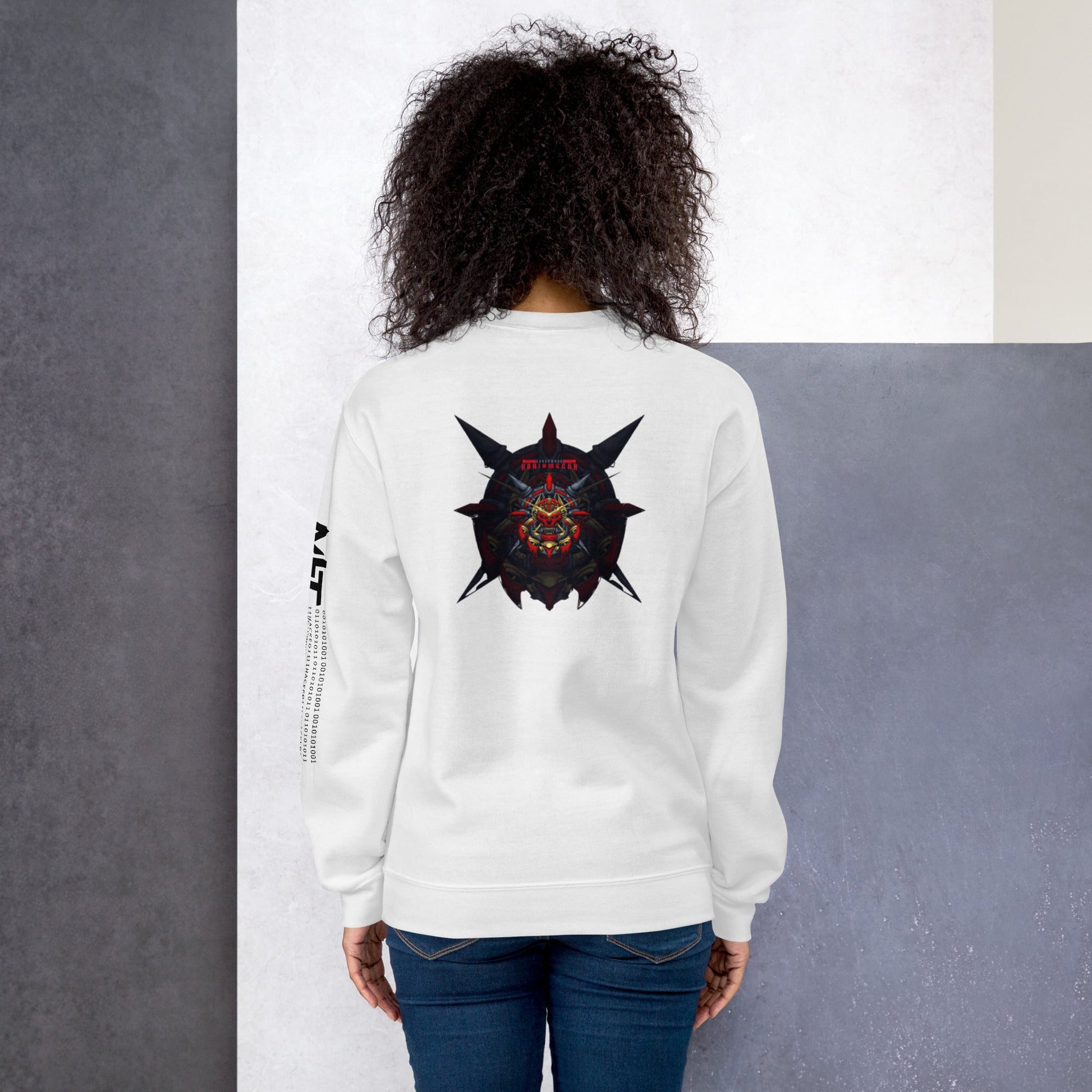 Cyberware Ronin Mecha - Unisex Sweatshirt ( Back Print ) by DarkByteGear