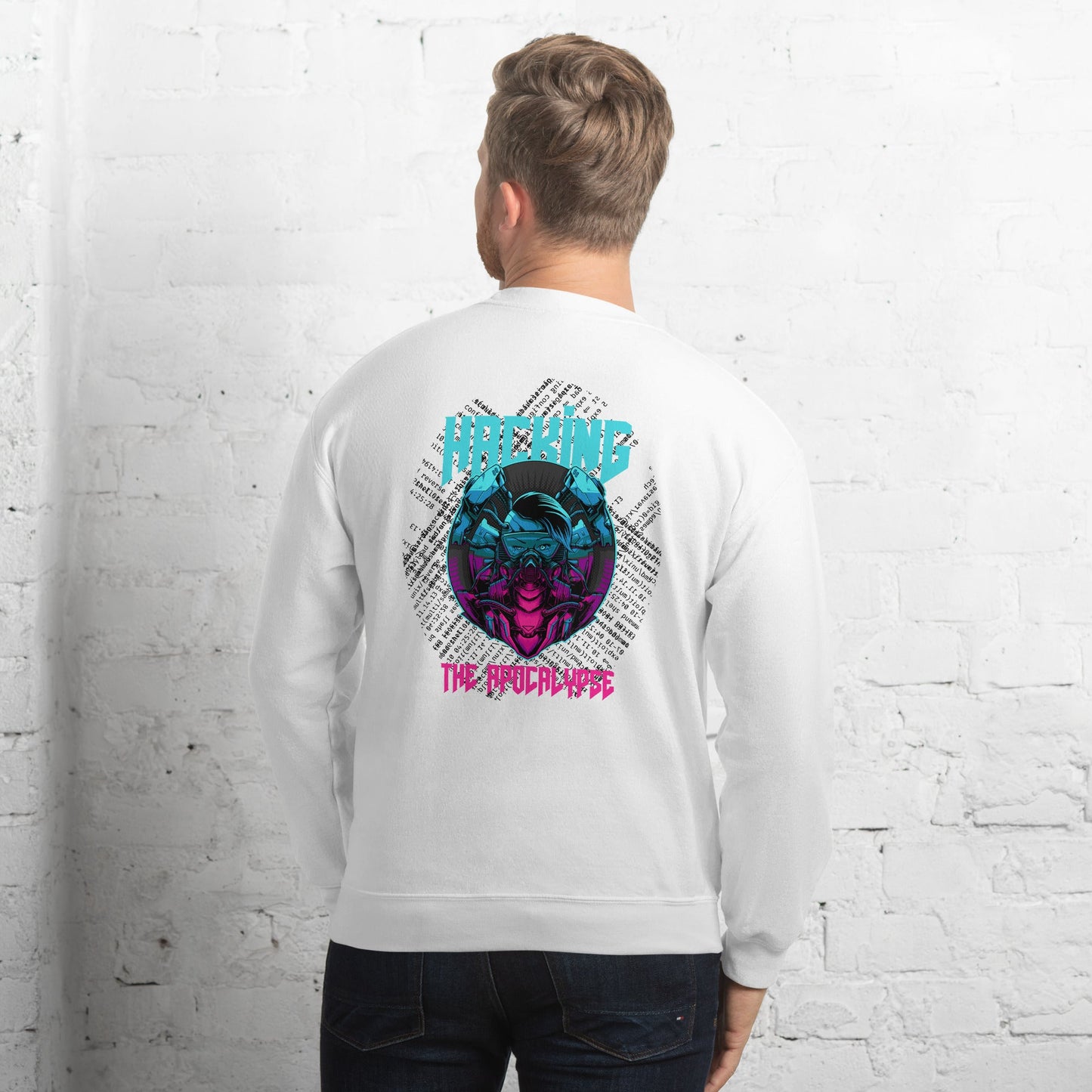 Hacking the apocalypse V2 - Unisex Sweatshirt ( Back Print ) by DarkByteGear