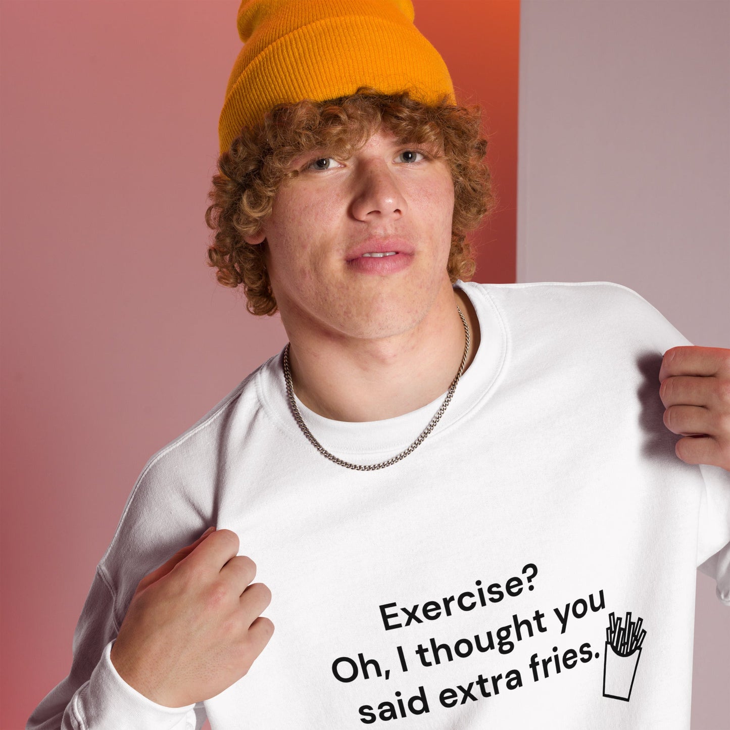 Exercise? Oh, I thought you said extra fries - Unisex Sweatshirt by DarkByteGear