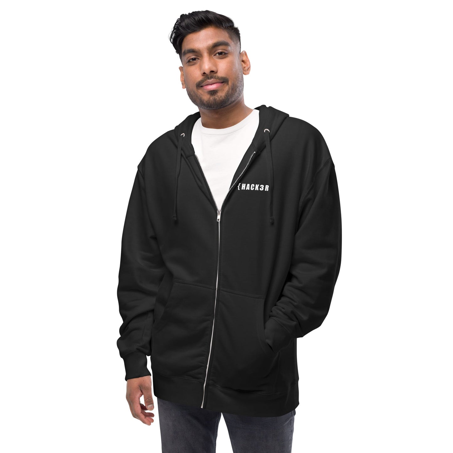 Hack3r - Unisex fleece zip up hoodie by DarkByteGear
