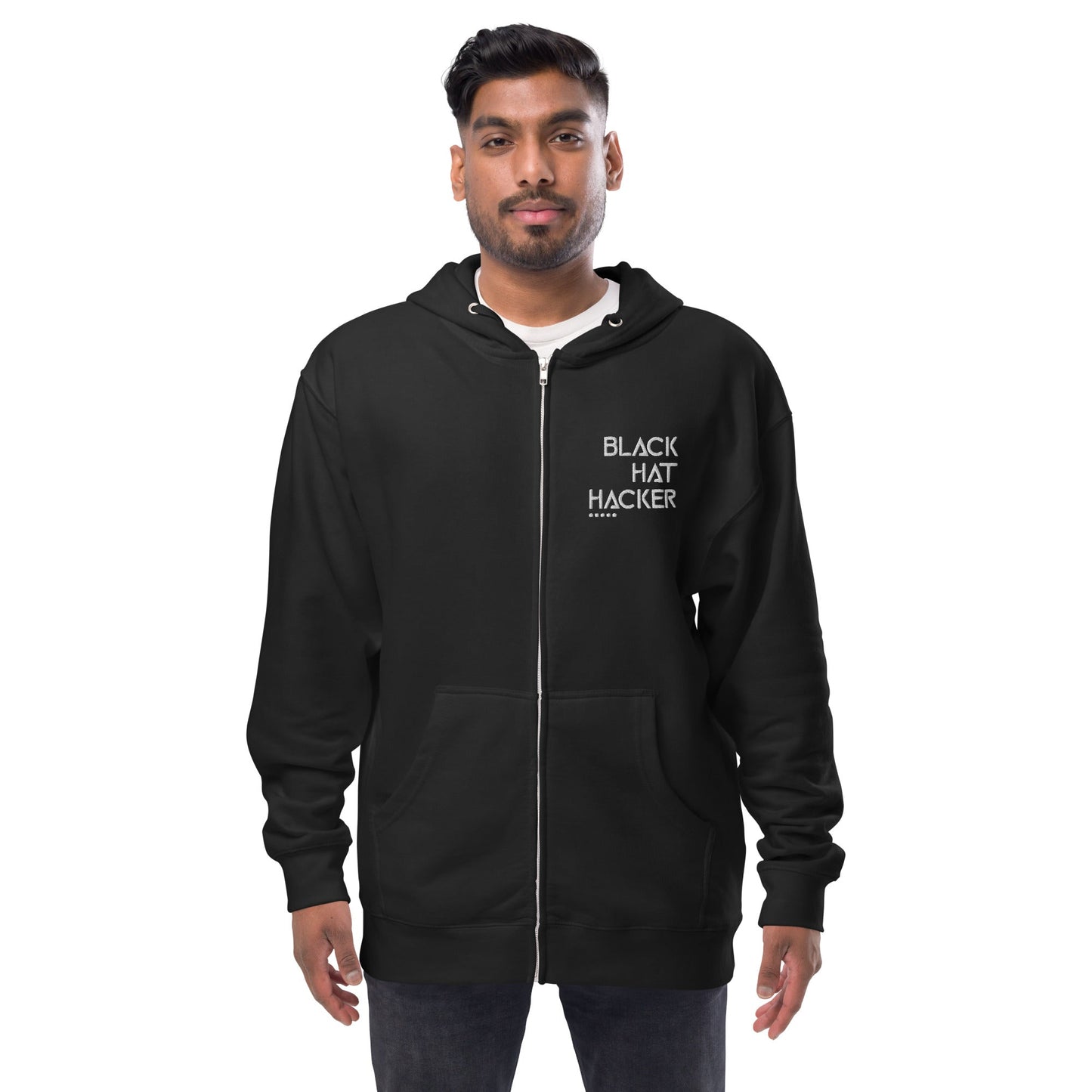 Black Hat Hacker - Unisex fleece zip up hoodie by DarkByteGear