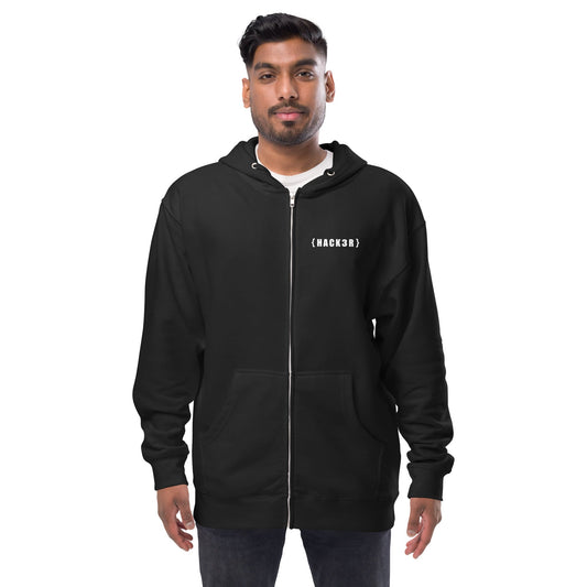 Hack3r - Unisex fleece zip up hoodie by DarkByteGear
