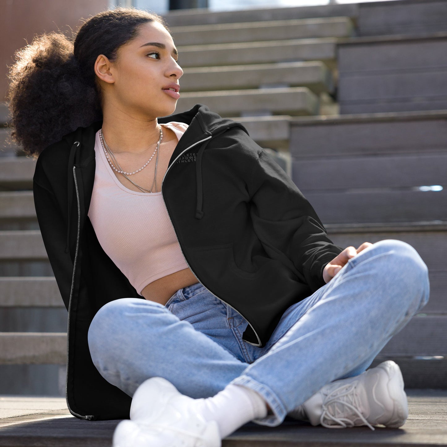 Athletes Empower Athletes - Unisex fleece zip up hoodie by DarkByteGear
