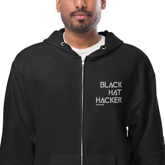 Black Hat Hacker - Unisex fleece zip up hoodie by DarkByteGear