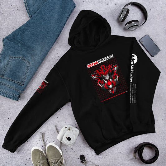 Red Mecha Guardian - Unisex Hoodie (all sides print) by DarkByteGear