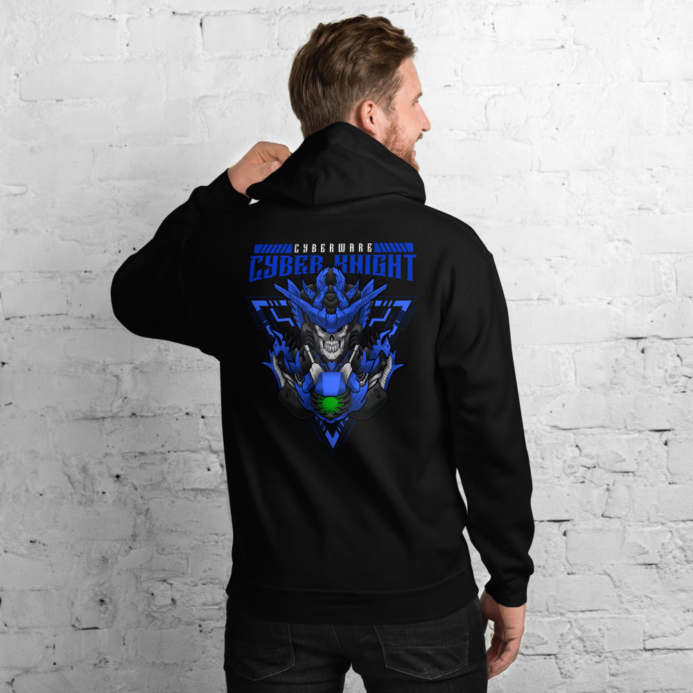 CyberWare Cyber knight - Unisex Hoodie (back print) by DarkByteGear
