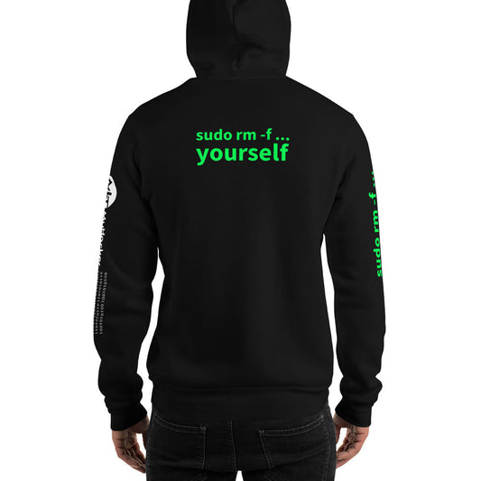 sudo rm -f yourself - Unisex Hoodie (all sides print) by DarkByteGear