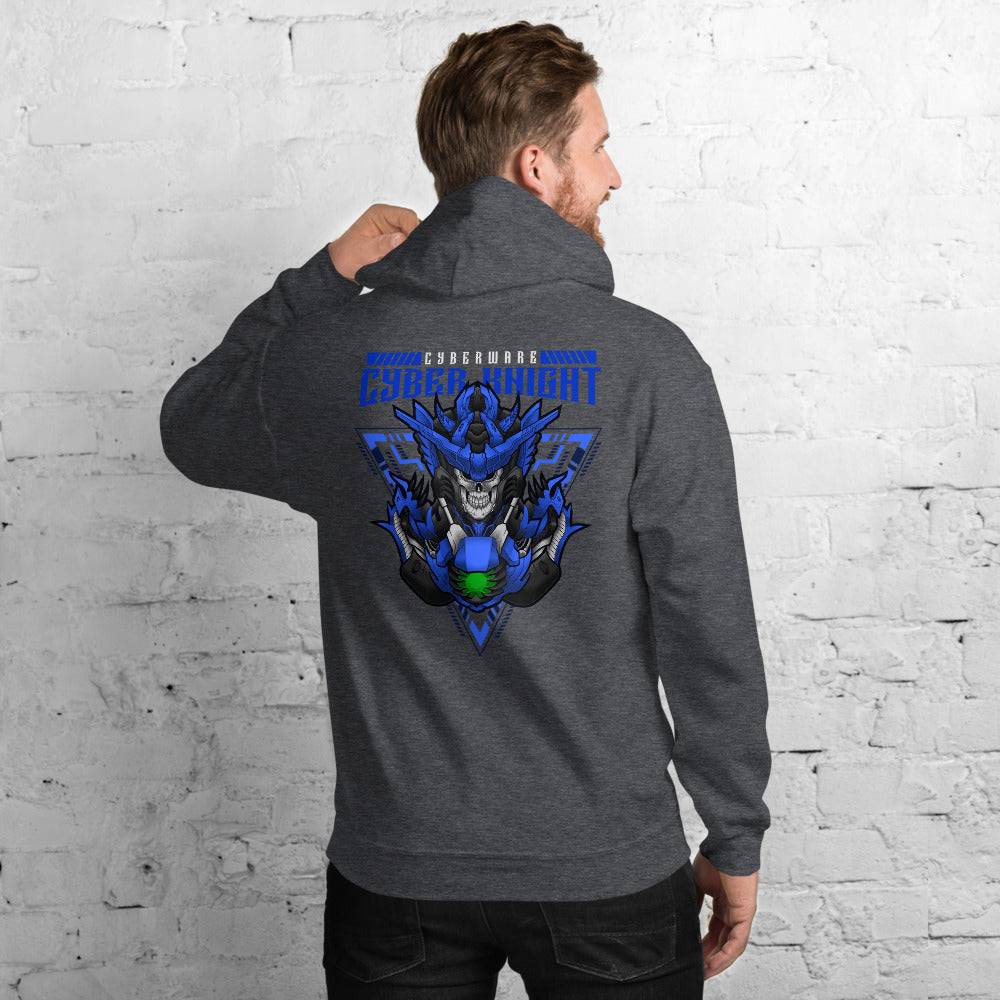 CyberWare Cyber knight - Unisex Hoodie (back print) by DarkByteGear