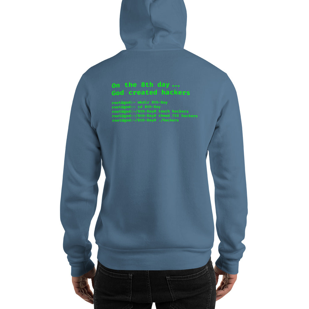 On the 8th day God created hackers - Unisex Hoodie (back print) by DarkByteGear