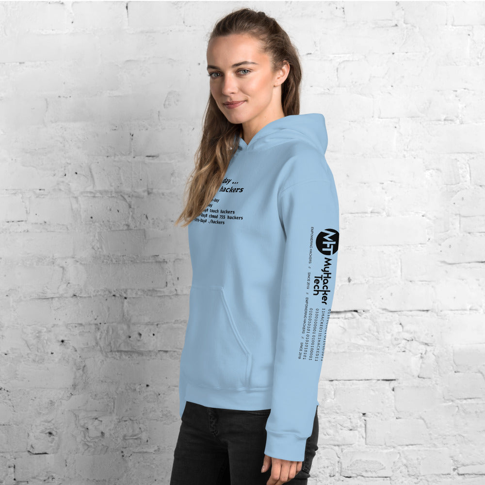 On the 8th day God created hackers - Unisex Hoodie (front + sleeve print) by DarkByteGear