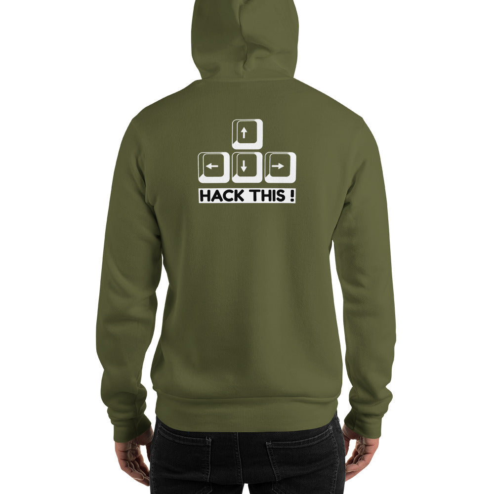 Hack this - Unisex Hoodie (back print) by DarkByteGear