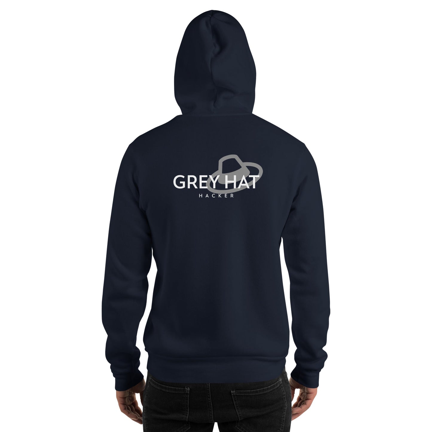 Grey Hat Hacker - Unisex Hoodie (back print) by DarkByteGear